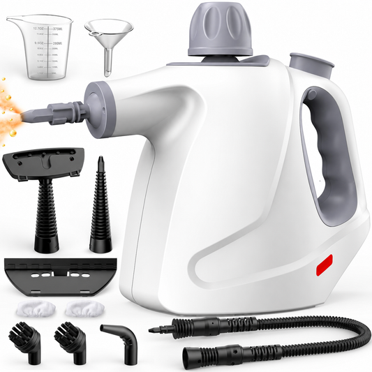 Multi-Surface Handheld Pressurized Steam Cleaner with 11-Pieces Accessories 15.2OZ Hands-free Portable Steamer for Cleaning Multipurpose Steam Cleaner for Home|Dirt|Upholstery|Car|Floor|Grout|More